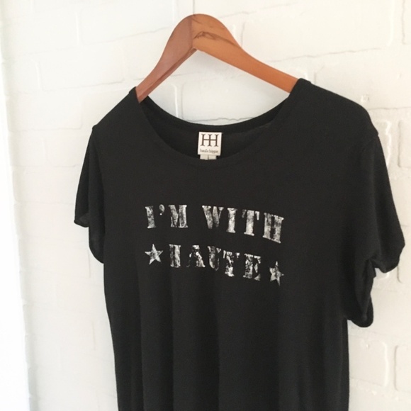 Revolve x Haute HIPPIE Women’s Graphic tee “I’M WITH HAUTE” BLACK 100% Modal S - Picture 5 of 9
